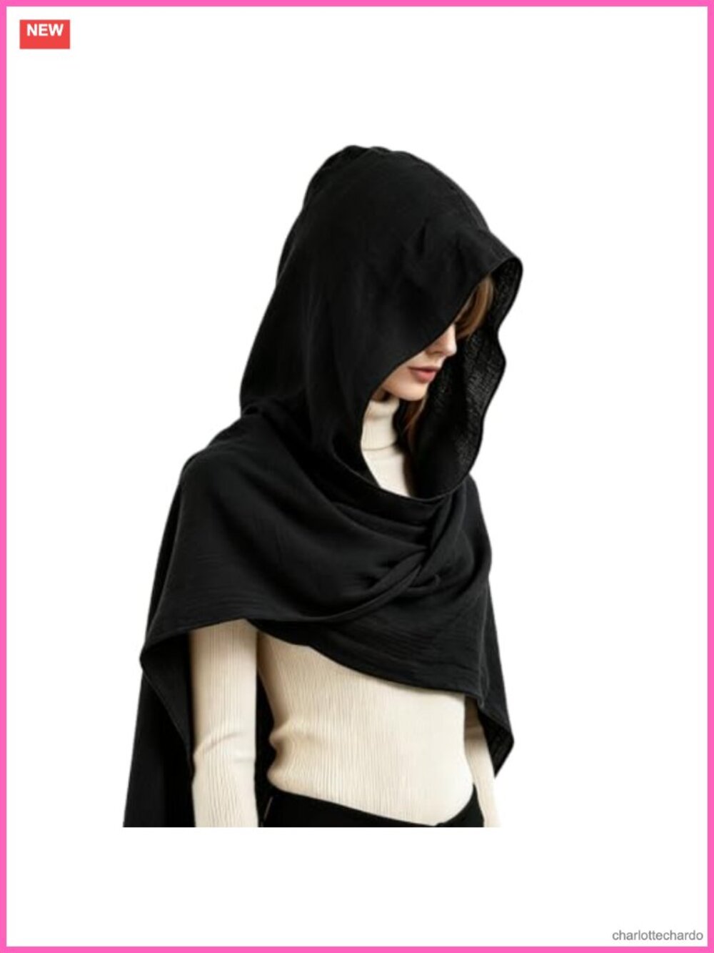 Hooded Cape Scarf Unisex Cotton-Linen 3-in-1 Cosplay